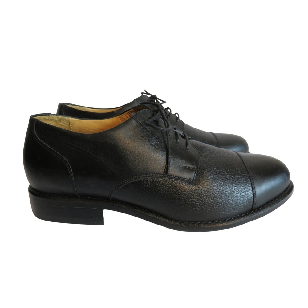 Tauer & Johnson Mens 10 D Wellington Derby Dress Shoes Black Calf Leather CapToe